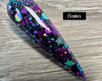 Cosmos RETIRING- dip powder, dip powder for nails, acrylic, space, chunky, glitter