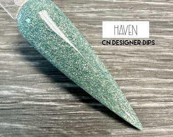 Haven RETIRING- dip powder, dip powder for nails, acrylic, green, shimmer