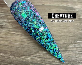 Creature- dip powder, dip powder for nails, acrylic, dip nail, dipping powder, nail, nails, foil, flake