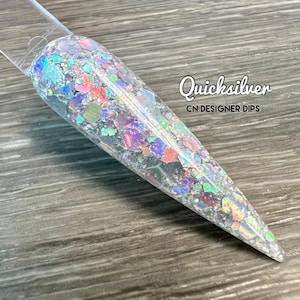 Quicksilver- dip powder, dip powder for nails, nail dip, dip powders, dip nail powder, glitter dip powder, acrylic, nails, acrylics