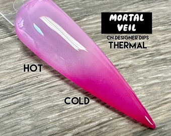 Mortal Veil - polvo de inmersión, polvo de inmersión para uñas, acrílico, San Valentín, rosa, térmico, cambia de color
