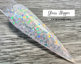 Glass Slipper- polvo de inmersión, polvo de inmersión para uñas, acrílico, iridiscente, brillo