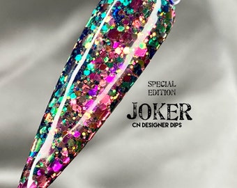 Joker- dip powder, glitter dip powder, dip powder for nails, nail dip powder, dip nail powder, nail dip, dip nails, nail dipping powder
