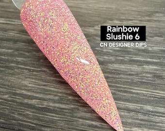 Rainbow Slushie 6- dip powder, dip powder for nails, acrylic, nails, coral, peach, orange, glitter