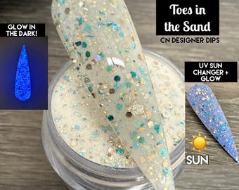 Toes in the Sand- dip powder, dip powder for nails, acrylic, summer, beach, color changing, glow in the dark