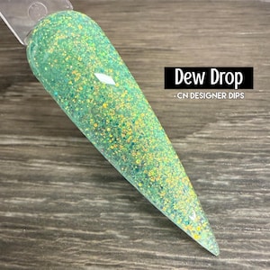 Dew Drop - polvo de inmersión, polvo de inmersión para uñas, acrílico, primavera, verde, iridiscente, brillo
