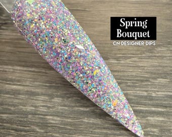 Spring Bouquet- dip powder, dip powder for nails, acrylic, pastel, glitter