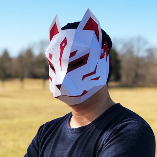 Kitsune Mask Demon Fox Mask Full Face Mask DIY Etsy