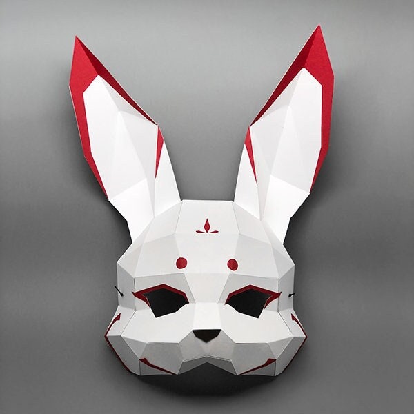 Moon Rabbit / Half Face Mask - Plantillas PDF de manualidades en papel DIY