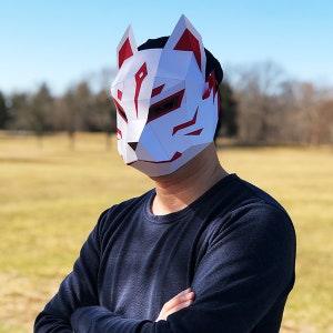 Korai no Kitsune Mask | Traditional Nine-tailed Fox Mask | Full Face Mask - DIY papercraft PDF template