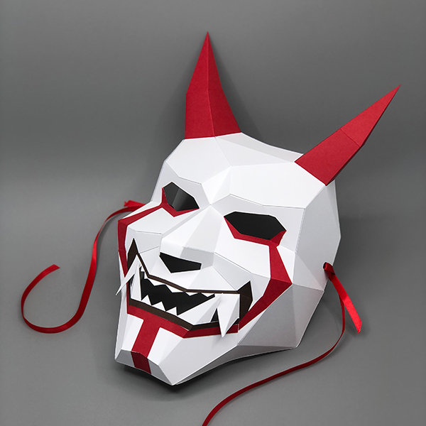 Oni Demon Mask Hannya Full Face Mask DIY Papercraft PDF Etsy
