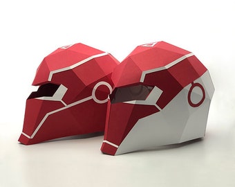 Máscara de Guardián / La Máscara de Cabeza de Arcángel - Plantilla PDF de papercraft de baja poli DIY / 2 estilos