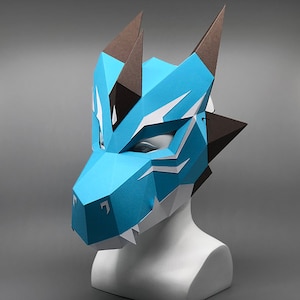 Azure Dragon | Moving Jaw Mask - 2 Styles DIY papercraft PDF templates