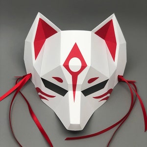 Kitsune Mask Demon Fox Mask Half Face Mask DIY - Etsy