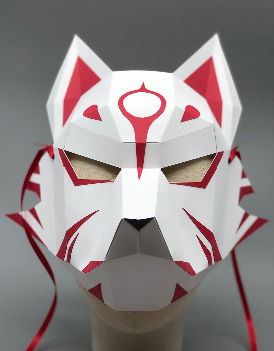 Kitsune Mask Demon Fox Mask Full Face Mask DIY - Etsy