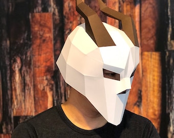 Horned Reaper Mask | Horned Mask | Head Mask - DIY papercraft PDF template