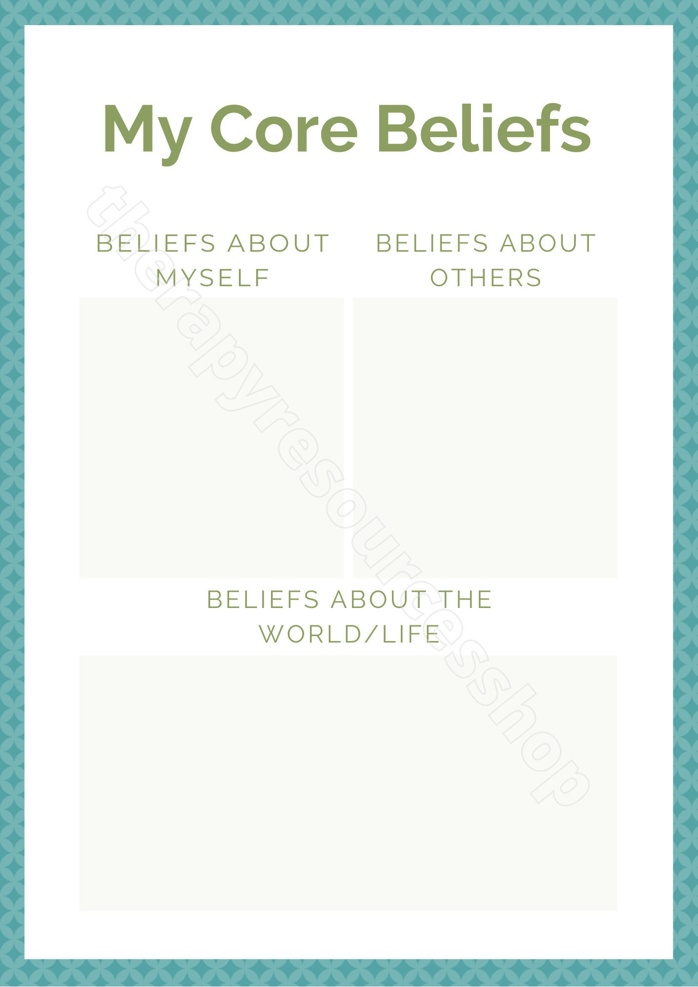 Core Beliefs Worksheet Self/others/world PDF Printable - Etsy