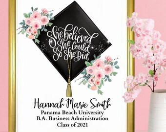 Impresión de graduación personalizada, impresión de graduación de diamante, impresión de posgrado para ella, regalo de graduación, regalo de graduación, impresión de graduación