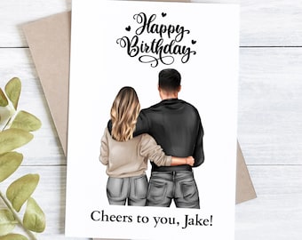 Personalized Birthday Card, Boyfriend Birthday Card, Girlfriend Birthday Card, Card for him, Custom Birthday Card, Couple Gift, Gift for Him