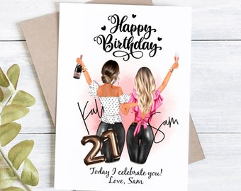 Personalized Birthday Card, Best Friend Birthday Card, Birthday Card, Card for her, Custom Birthday Card, Best Friend Print