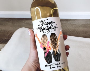 Custom Birthday Wine Label, Personalized Wine Label, Best Friends Gift, Personalized Best Friend, Custom Gift, Wine Label