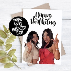 Custom Cartoon Portrait Card, Birthday Card, Custom Portrait, Happy Birthday, Friend Card, Best Friend Gift
