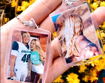 Double Sided Two Photo Keychain, Photo Keychain, Custom Couple Keychain, Girlfriend Gift, Boyfriend Gift, Boyfriend Keychain