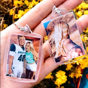 Double Sided Two Photo Keychain, Photo Keychain, Custom Couple Keychain, Girlfriend Gift, Boyfriend Gift, Boyfriend Keychain