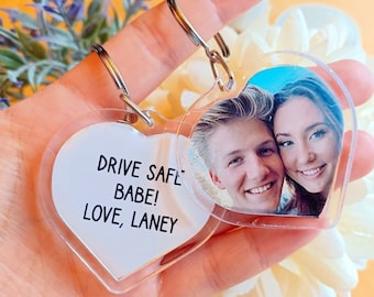 Custom Heart Photo Keychain, Photo Keychain, Custom Couple Keychain, Girlfriend Gift, Boyfriend Gift, Girlfriend Keychain, Boyfriend