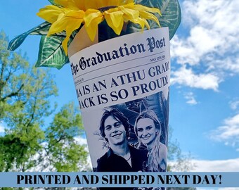Printed and Shipped Graduation Newspaper Bouquet Wrap, Custom Newspaper, Graduation Bouquet, Girlfriend Graduation Gift, College High School