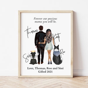 Personalized Mother Print, Dog Print, Mother of Dogs, Personalized Couple and Dog Print, Pet Gift, Mom Gift, Mom of Dogs Gift, Pet Memorial