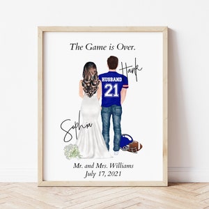 Personalized Print, Wedding Print, Wedding Gift, Husband and Wife, Football Print, Football Wedding, Wedding