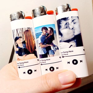 3 Custom Song Photo Lighter Wraps-NO LIGHTER INCLUDED, Photo Lighter Sleeve, Custom Photo Gift, Boyfriend Gift, Custom Song