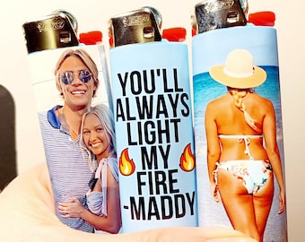 3 Custom Message and Photo Lighter Wraps-NO LIGHTER INCLUDED, Photo Lighter Sleeves, Custom Photo Gift, Boyfriend Gift, Lighter Gift