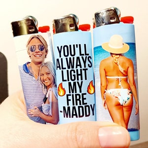 3 Custom Message and Photo Lighter Wraps-NO LIGHTER INCLUDED, Photo Lighter Sleeves, Custom Photo Gift, Boyfriend Gift, Lighter Gift