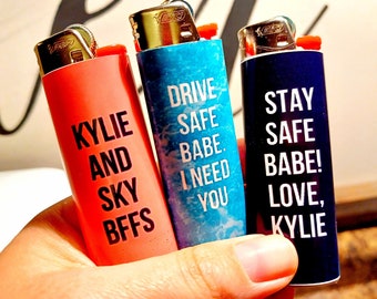 3 Custom Message Lighter Wraps-NO LIGHTER INCLUDED, Photo Lighter Sleeves, Custom Photo Gift, Boyfriend Gift, Lighter Gift,