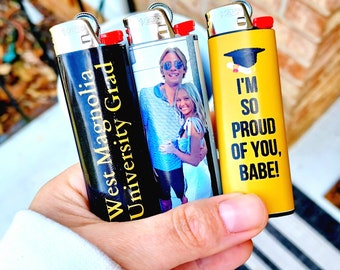 3 Custom Wraps Graduation Message and Photo Lighter Wraps-NO LIGHTER INCLUDED, Photo Lighter Sleeves, Custom Photo Gift, Boyfriend