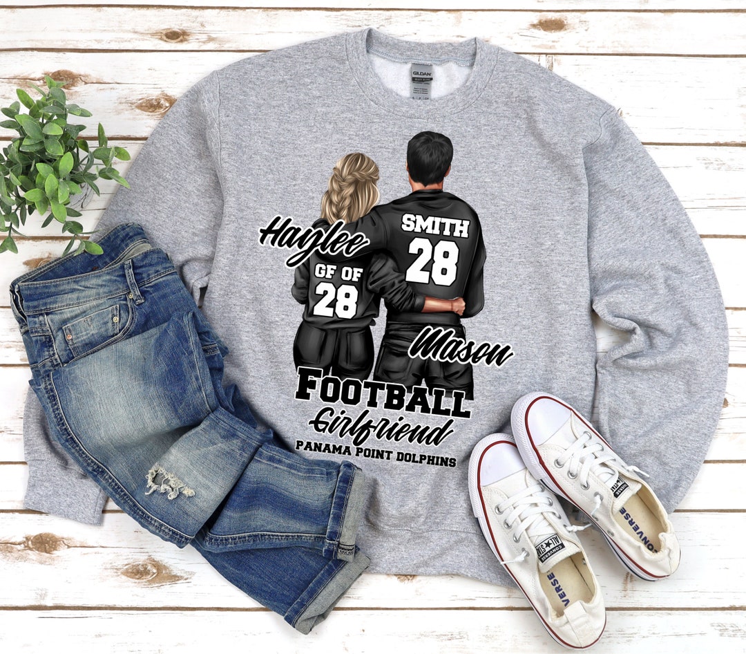 Personalized Football Sweatshirt Football Girlfriend Couple Shirt Football Gift Personalized Football Senior Gift Football Shirt Etsy