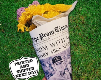 Printed and Shipped Prom Proposal Newspaper Bouquet Wrap, Custom Newspaper, Dance Proposal, Prom, Homecoming
