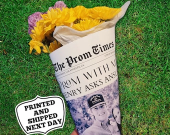 Printed and Shipped Prom Proposal Newspaper Bouquet Wrap, Custom Newspaper, Dance Proposal, Prom, Homecoming