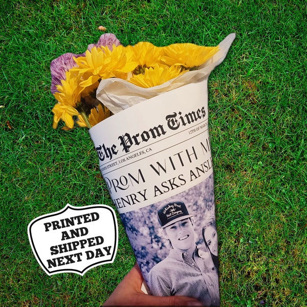 Printed and Shipped Prom Proposal Newspaper Bouquet Wrap, Custom Newspaper, Dance Proposal, Prom, Homecoming