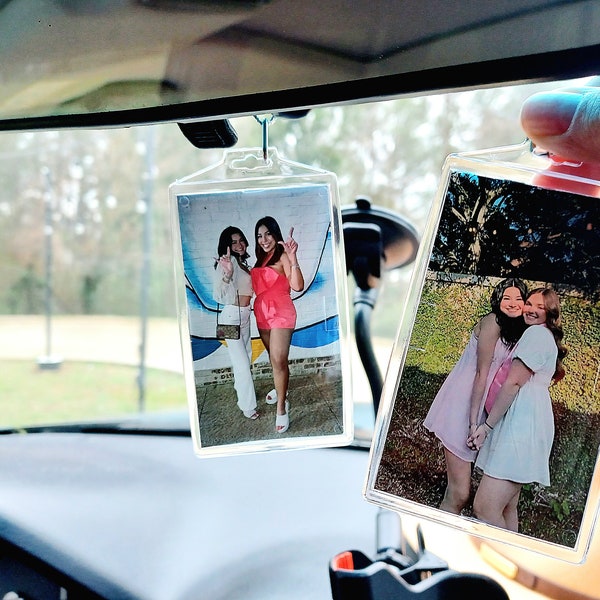 HUGE Hanging Car Double Sided Photo Frame, Rearview Mirror Picture, Acrylic Custom Photo Gift, Boyfriend Gift, Girlfriend Gift