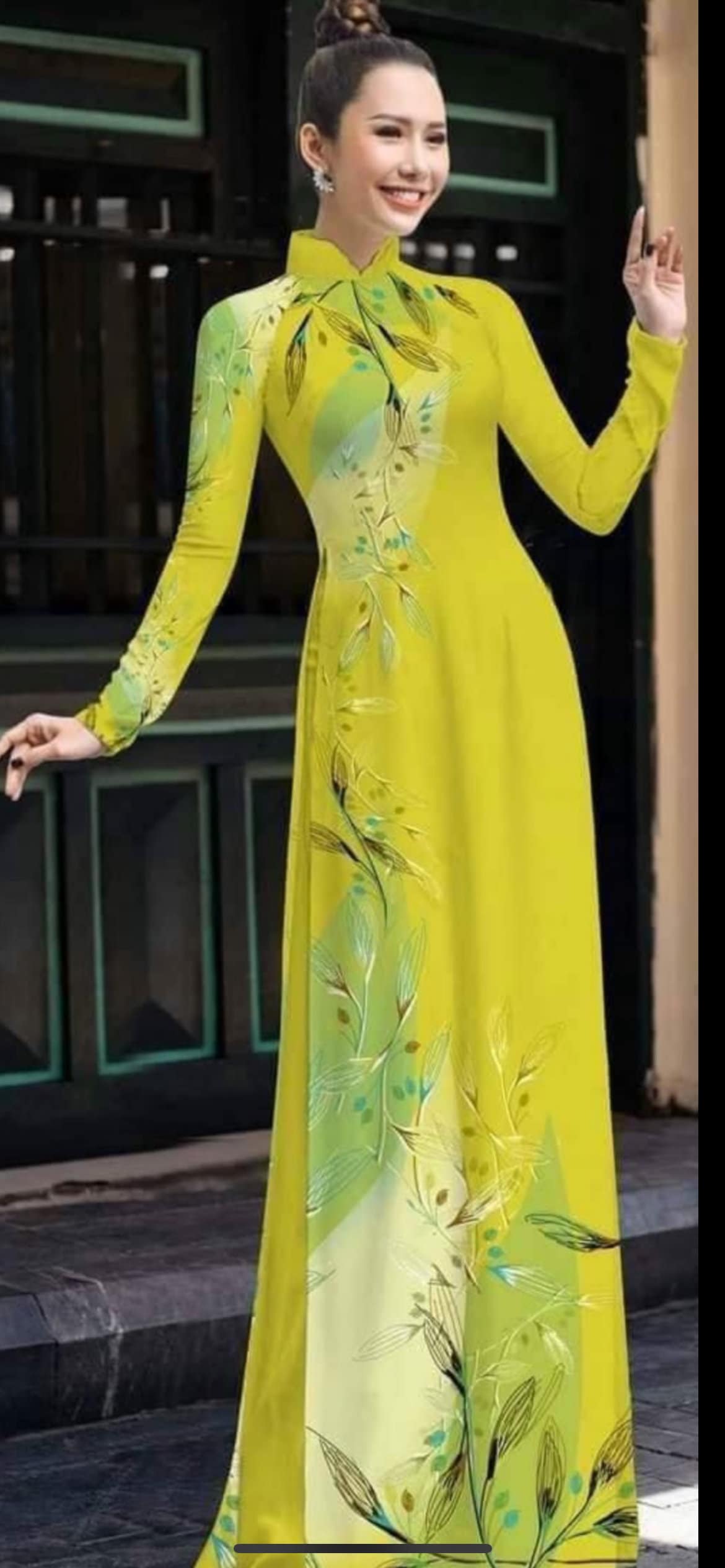 {No 256}ベトナムアオザイ(Áo dài Việt Nam) Áo dài lụa màu xanh| Pre made ao dai Viet Nam| Vietnamese