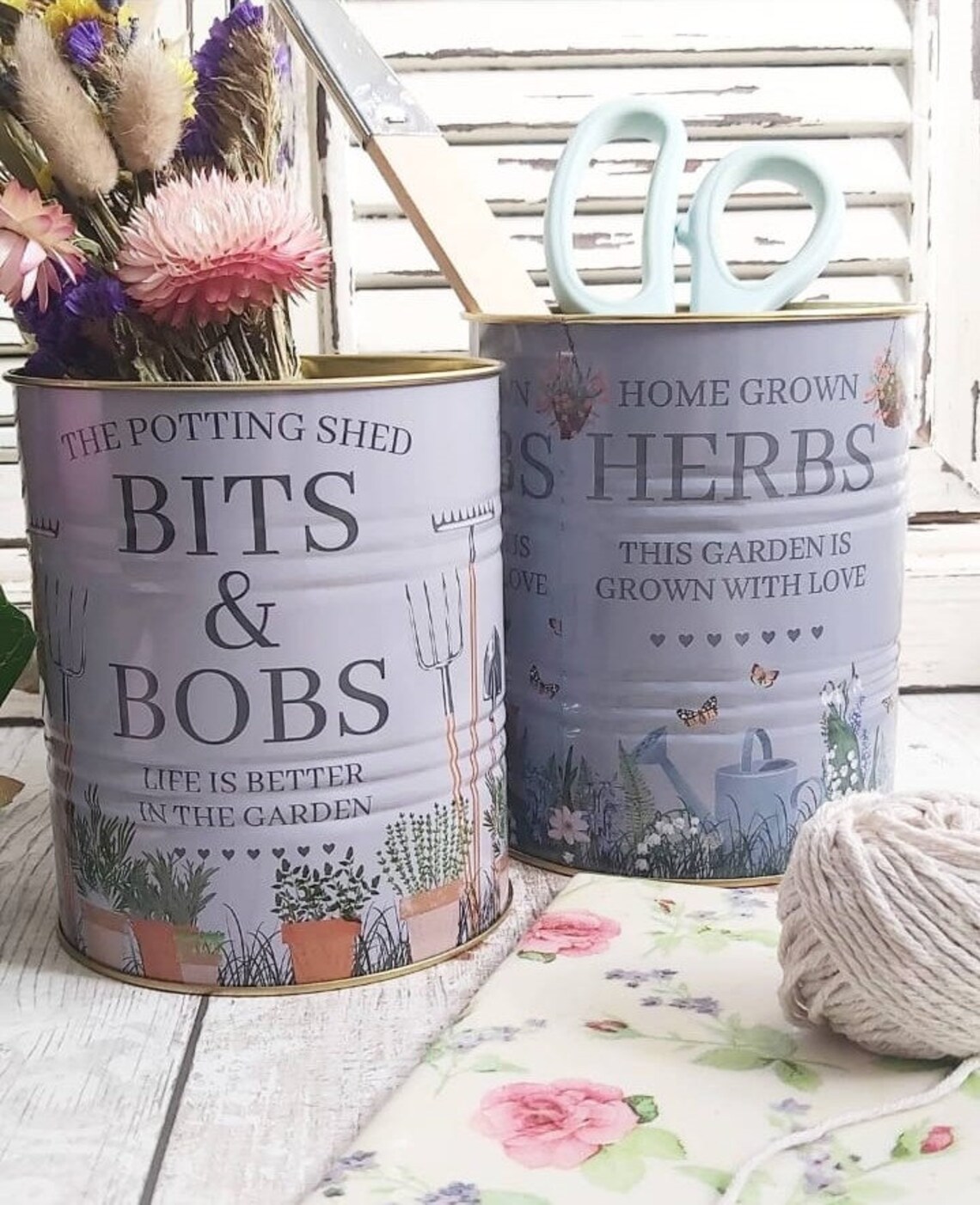 Potting Shed Tins Garden Tins Storage Tins Set of 2 Tins Etsy