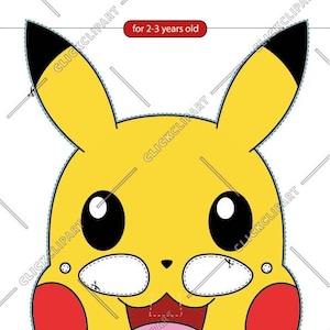 Pikachu, Pokémon, Anime, Festa de Aniversário de Mangá, Máscara Facial de Papel Digital, SVG, arquivos para Cricut