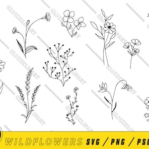 SVG de fleurs sauvages | Fleurs sauvages SVG | Art des fleurs sauvages | Clipart de fleurs sauvages | Bouquet de fleurs sauvages | Clipart