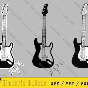 Electric Guitar SVG | Guitar PNG | Guitar Clipart | Music | Musical Instrument | Silhouette SVG | Instant Download | Svg Files for Cricut