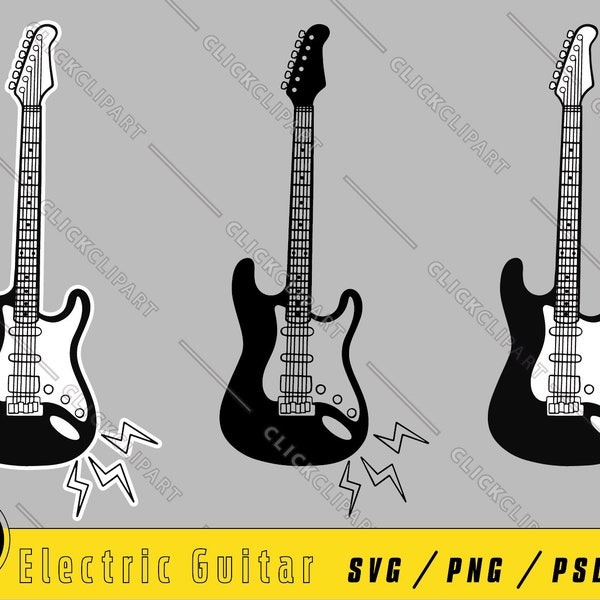 Electric Guitar SVG | Guitar PNG | Guitar Clipart | Music | Musical Instrument | Silhouette SVG | Instant Download | Svg Files for Cricut