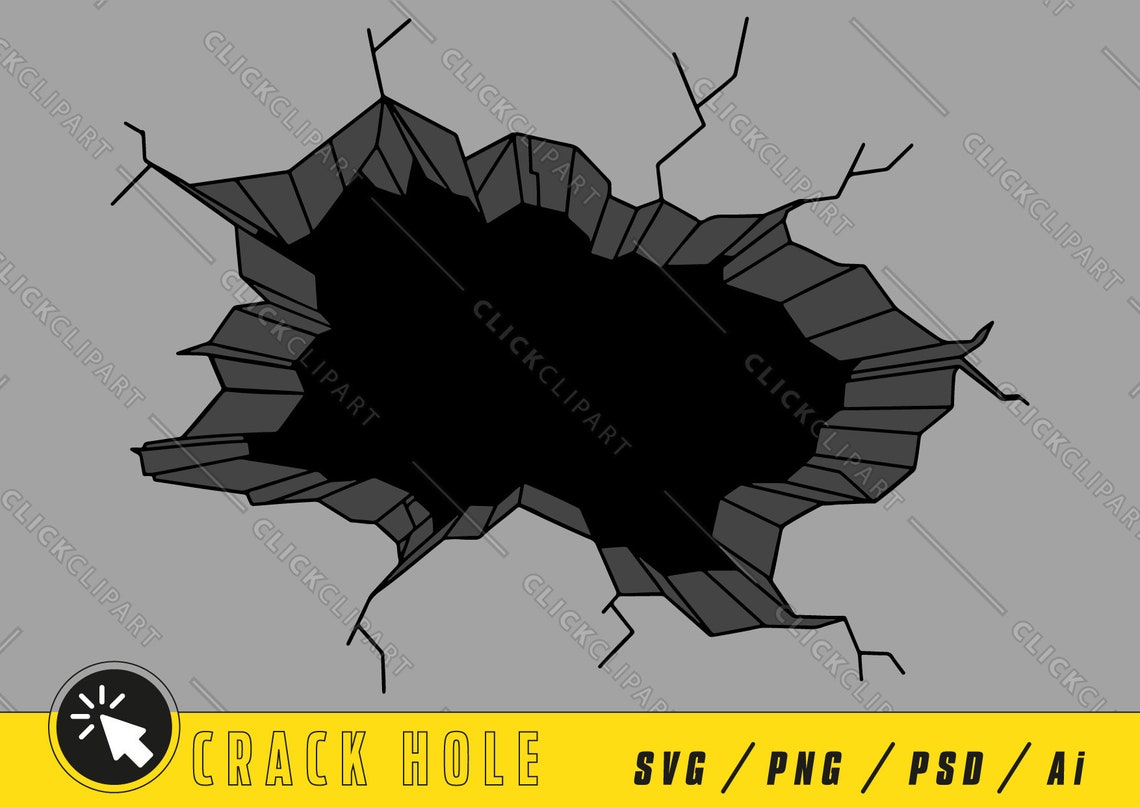 Smash SVG | Man Cave SVG | Broken Wall Decal | Broken Wall | Cracked ...