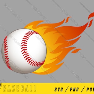 Balle de baseball SVG | Base-ball PNG | SVG pour Cricut | Base-ball Png | Flamme Svg | Clipart de base-ball | Couper des fichiers